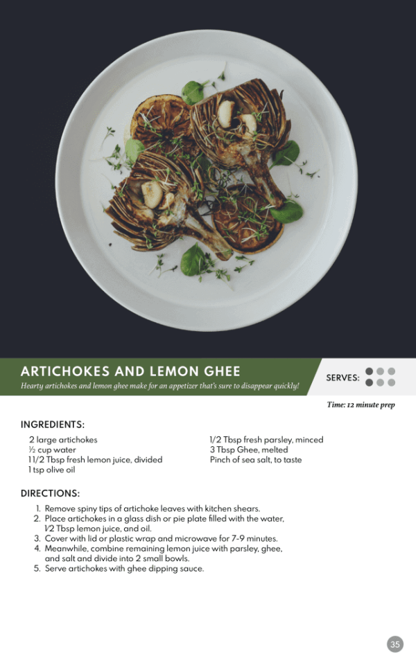 High Folate Diet Cookbook Artichokes and Lemon Ghee