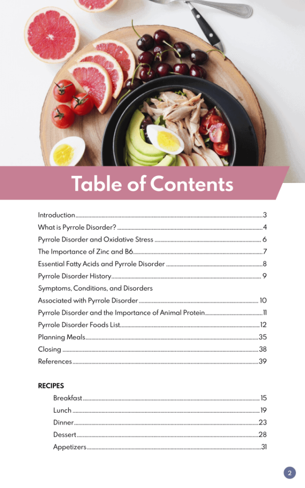 The Pyroluria Diet Cookbook Table of Contents