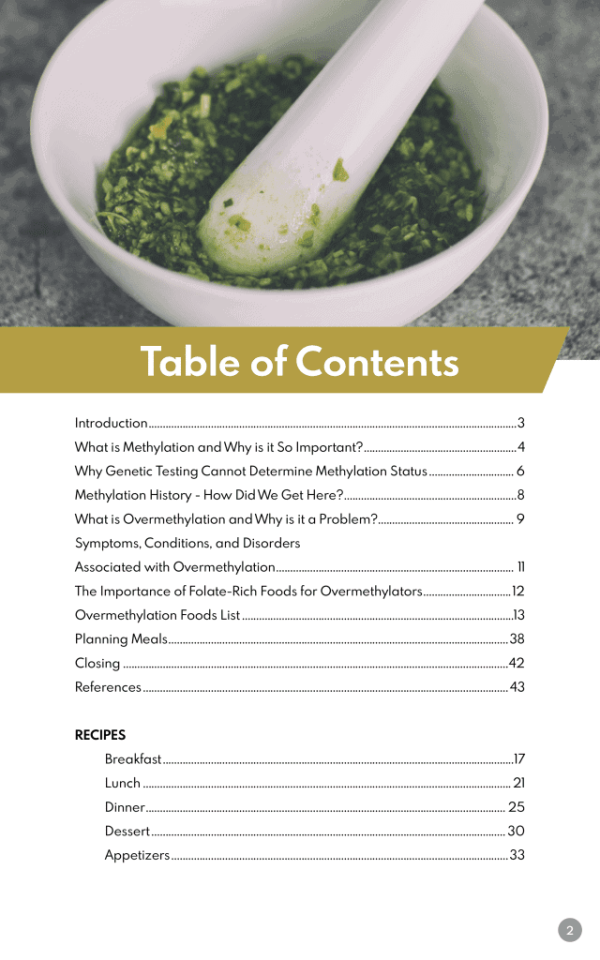High Folate Diet Cookbook Table of Contents